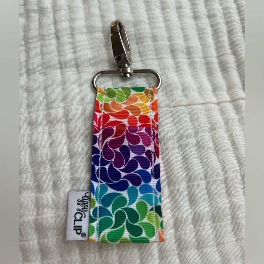 Rainbow chapstick holder keychain